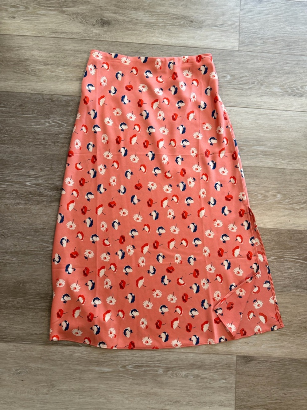 LOFT Pink Floral Print Midi Skirt